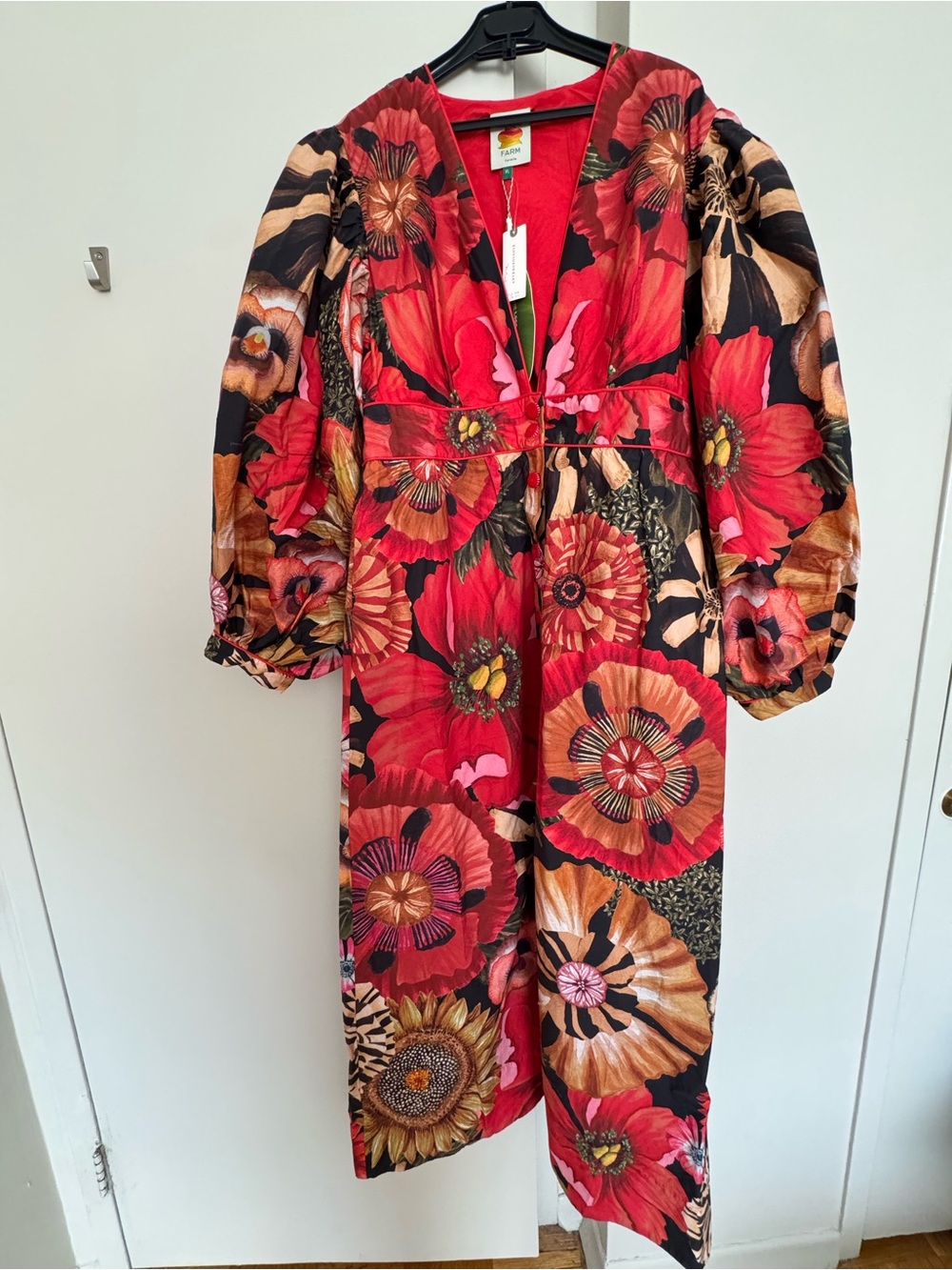 Anthropologie x Farm Rio Flowershop Puff-Sleeve Maxi Dress - Size XL - BNWT - Picture 5 of 12